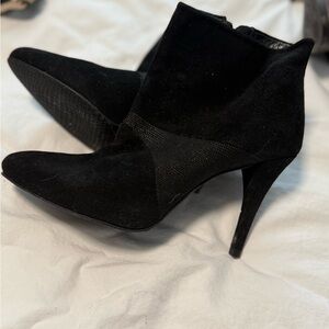 Stuart Weitzman Black Suede Heeled Boots